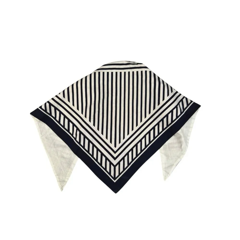 Rare Vintage Mod 1960's Hair Scarf Black & White Headband Beach - Picture 9 of 14